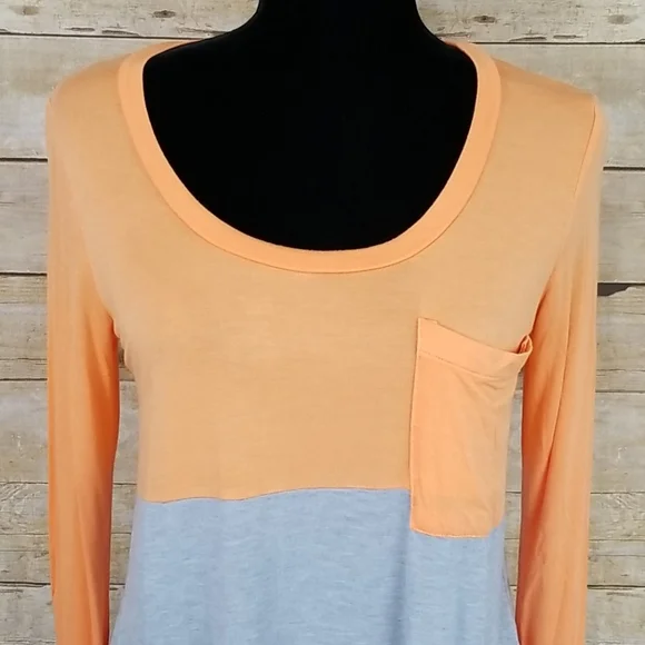 Anthropologie Bordeaux Color Block Long Sleeve Tee - Picture 3 of 6